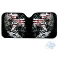 thumbnail image 2 of FORUDESIGNS Wolf American Flag Pattern Car Windshield Sun Shade Waterproof Auto Window Sun Shade Visor Block UV Rays Reflective Sunshade for Protection 57.1 x 27.4 inches, 2 of 7