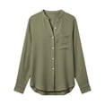thumbnail image 5 of ClodeEU Women's Long Sleeve Henley Button Shirt ,Casual Loose Fit Classic Blouse Army Green,Womens Plus XXL, 5 of 5
