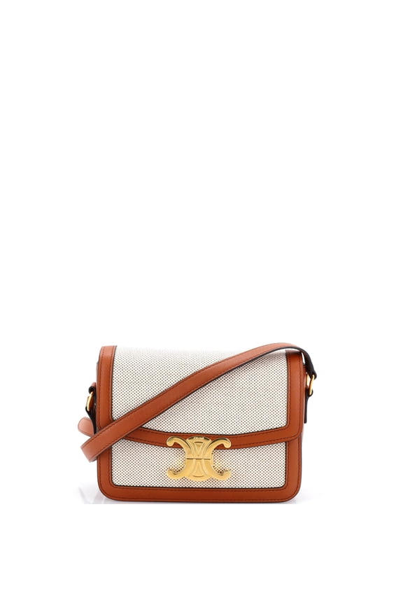Pre-Owned Triomphe Shoulder Bag Canvas with Leather Teen By Rebag