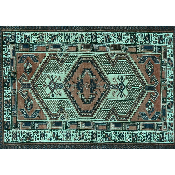 Ahgly Company Indoor Rectangle Persian Light Blue Traditional Area Rugs, 8' x 12'