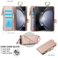 thumbnail image 2 of Crossbody Wallet Case for Samsung Galaxy Z Fold 5 RFID Blocking Card Slots, PU Leather Wristband Strap Zipper Pocket Phone Case with Stand Secure Ring Buckle for Samsung Galaxy Z Fold 5, Rosegold, 2 of 7