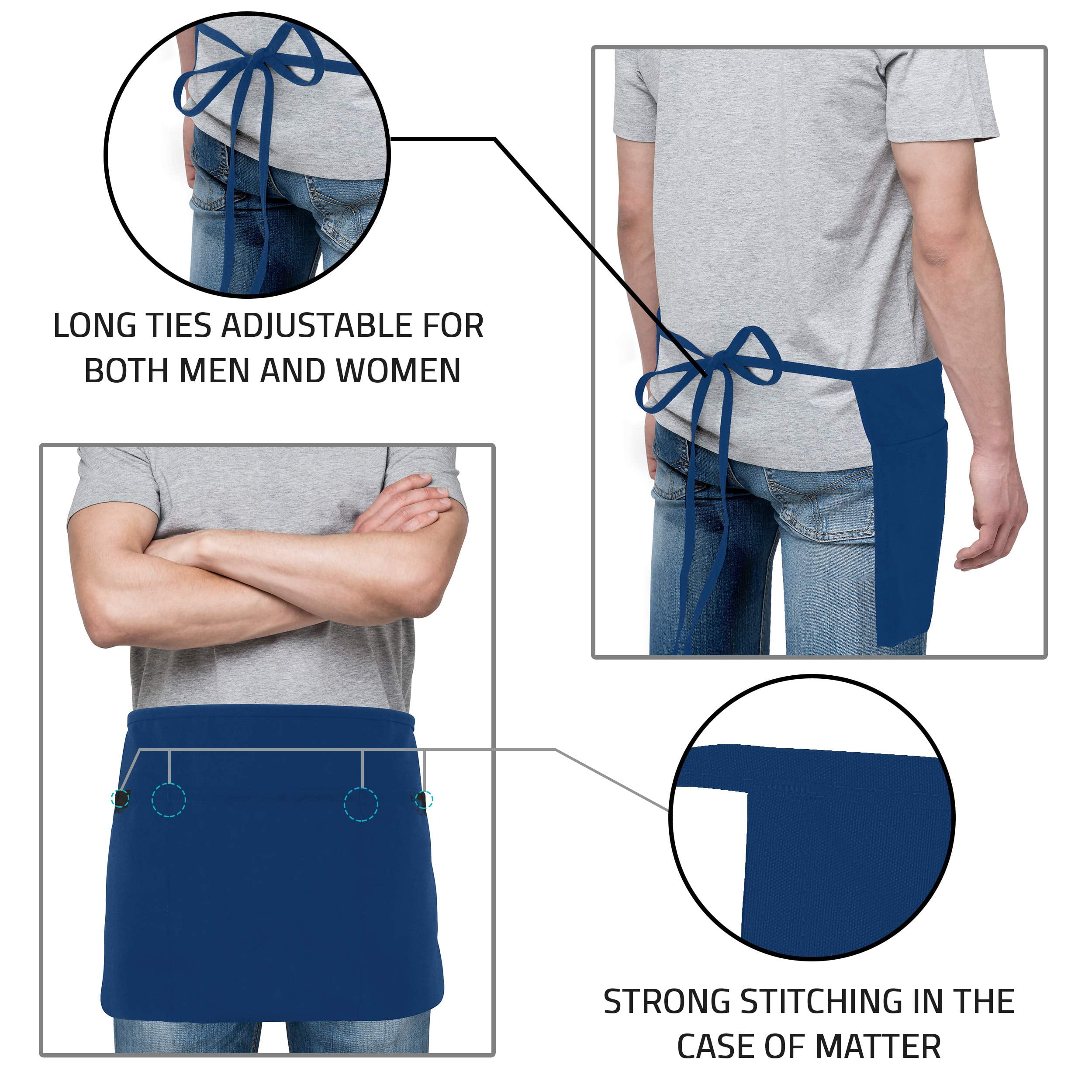 Cooking Aprons Blue 24x12 Inches (Pack of 12)