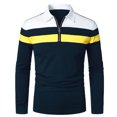 thumbnail image 1 of Polo Décontracté à Manches Longues pour Hommes T-Shirt en Coton Patchwork Contrasté, 1 of 5