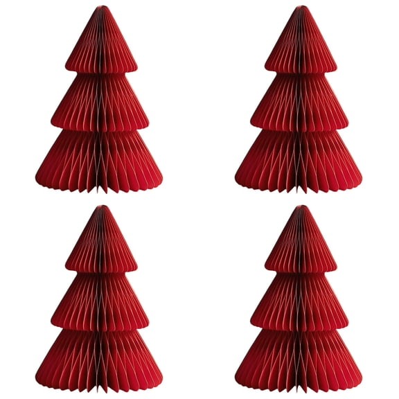 1-4PC Paper Christmas Tree Honeycomb 3D Accordion Table Centerpiece Set Vintage Xmas Party Decorations for Home Holiday Indoor Winter Seasonal Ornaments Weddings Festive Supplies