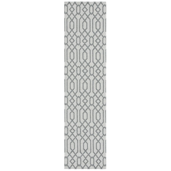 SAFAVIEH Martha Stewart Delores Geometric Cotton Runner Rug, Silver/Grey, 2' x 5'