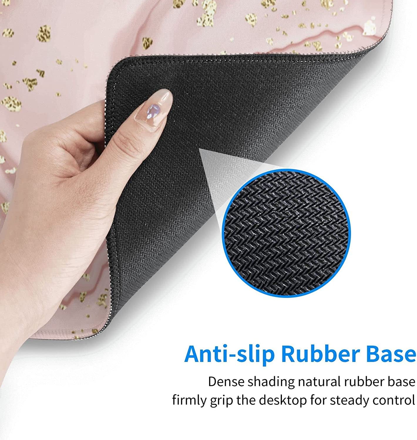 Marble XL Extended Mouse Pad with Stitched Edges, Cute Large Gaming Mousepad Desktop Mat, Funny Gifts Big Long Deskpad for Laptop, Keyboard, Computer for Women Office (Gold Splatter, 31.5 * 11.8 in)
