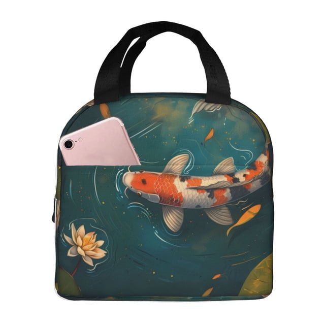 Disketp Koi Pond Lilies for Insulated Lunch Bag for Women and Men, Perfect for Work, Hiking, Picnic