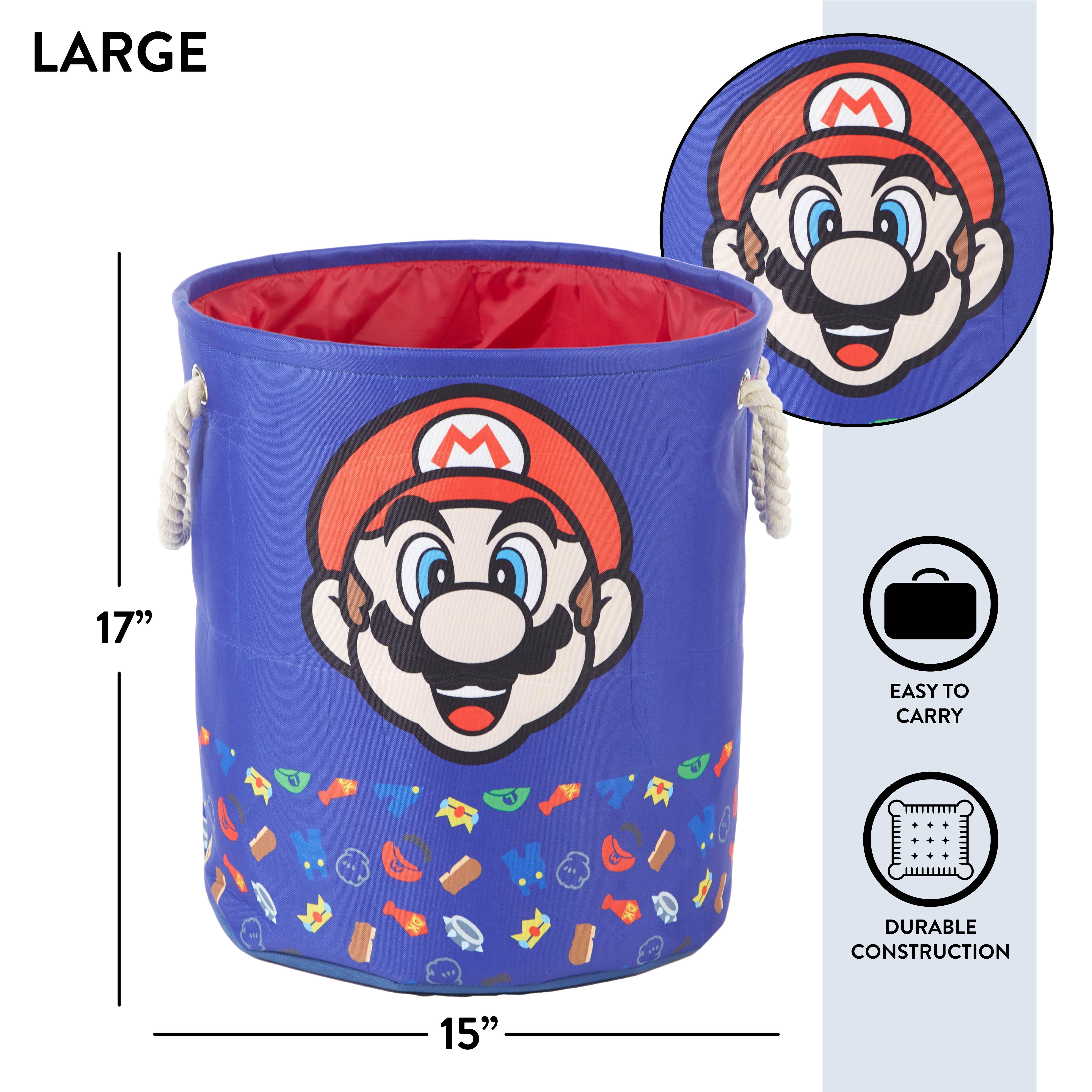 Nintendo Super Mario Kids Fabric Round Nestable Storage Bin Set, 3