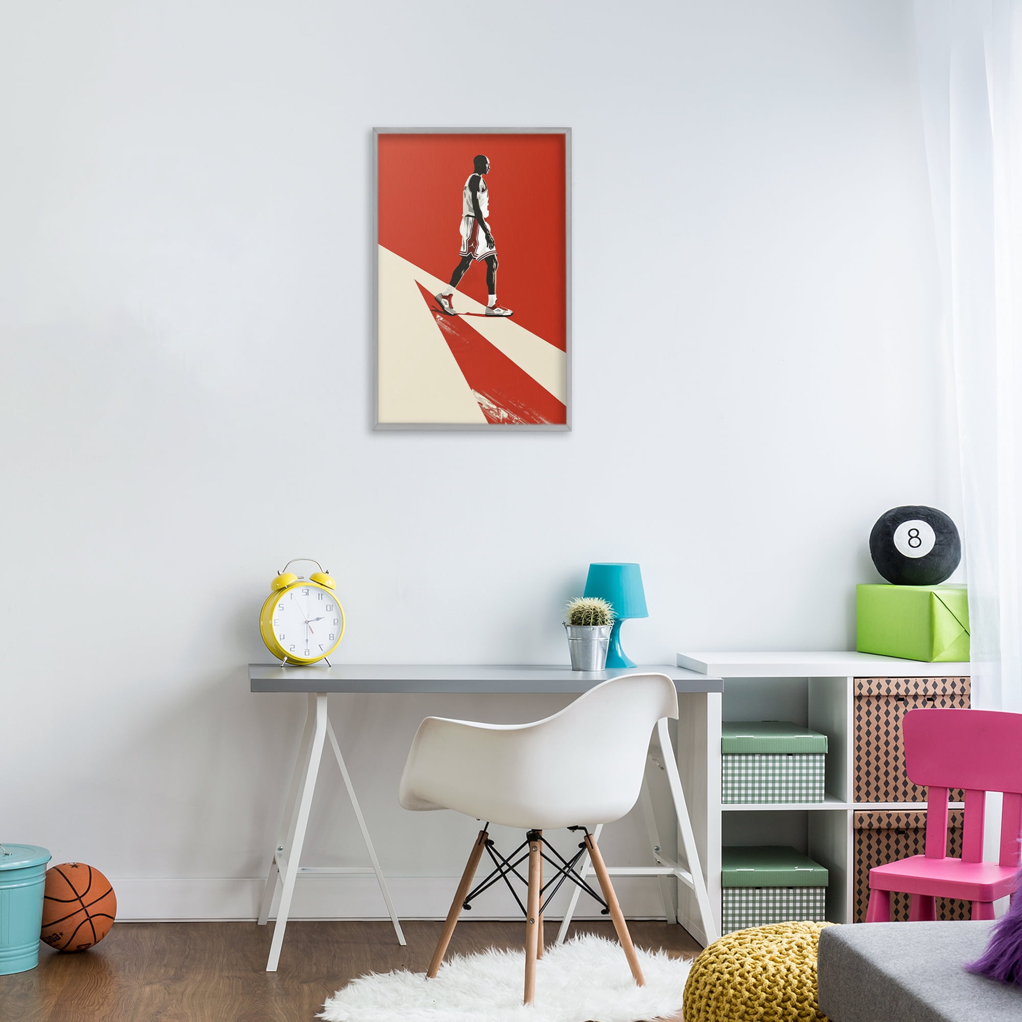 Stupell Industries Retro Basketball Legend Gray Framed Giclee Art, design by Ray Powers