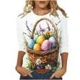 thumbnail image 2 of Fartey Plus Size 3/4 Sleeve Shirts for Women 2025 Happy Easter Day Shirts Dressy Casual Summer Crew Neck Tunic Tops Fashion Cute Eggs Bunny Graphic Tees Multicolor S-5XL, 2 of 5