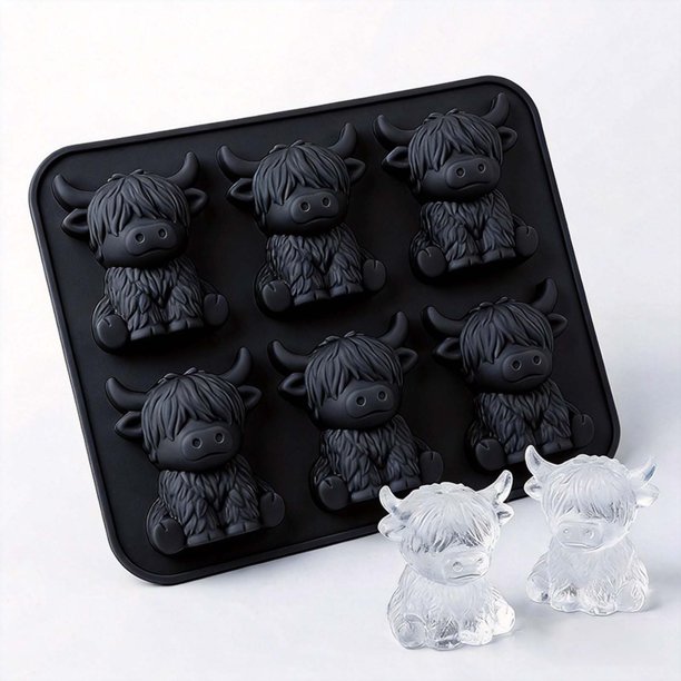 Mini Cow Ice Mould Cute Silicone Ice Tray For Whiskey Cocktails Coffee Reusable Cattle Shaped Ice Mould For Drinks Parties Bar Birthday
