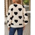 thumbnail image 4 of Women'S Plush Heart Print Loose Long Sleeve Round Neck Pullover Sweatshirt Fall Winter Outfits Black Love XL, 4 of 8