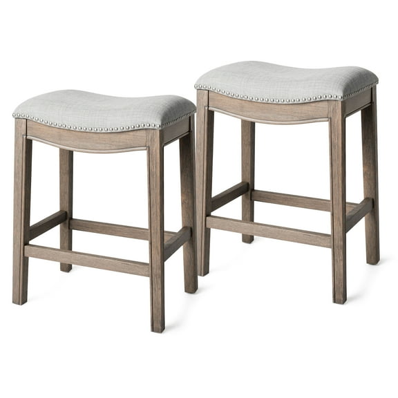 Open Box Maven Lane Adrien Saddle Counter Stool 25.7"H, Reclaimed Oak, (2 Pack)