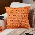 thumbnail image 2 of Jewlalo Halloween Throw Pillow Covers 18x18 Set of 2, Orange Evil Pumpkin Decorations Pillow Cases Soft Plush Faux Fur Wool Couch Cushion Case for Couch Bed Sofa Living Room Home Decor, 2 of 6