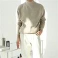 thumbnail image 3 of Suéter de punto de color sólido, jersey de cuello alto para hombre, ropa de hombre, jersey de cuello alto liso para negocios, calentado, overfit, barato, tendencia 2024 X, 3 of 5