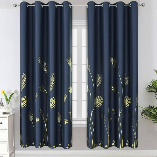 Cortinas opacas Estelar Textiler, azul marino, 132 x 183 cm, 2 paneles