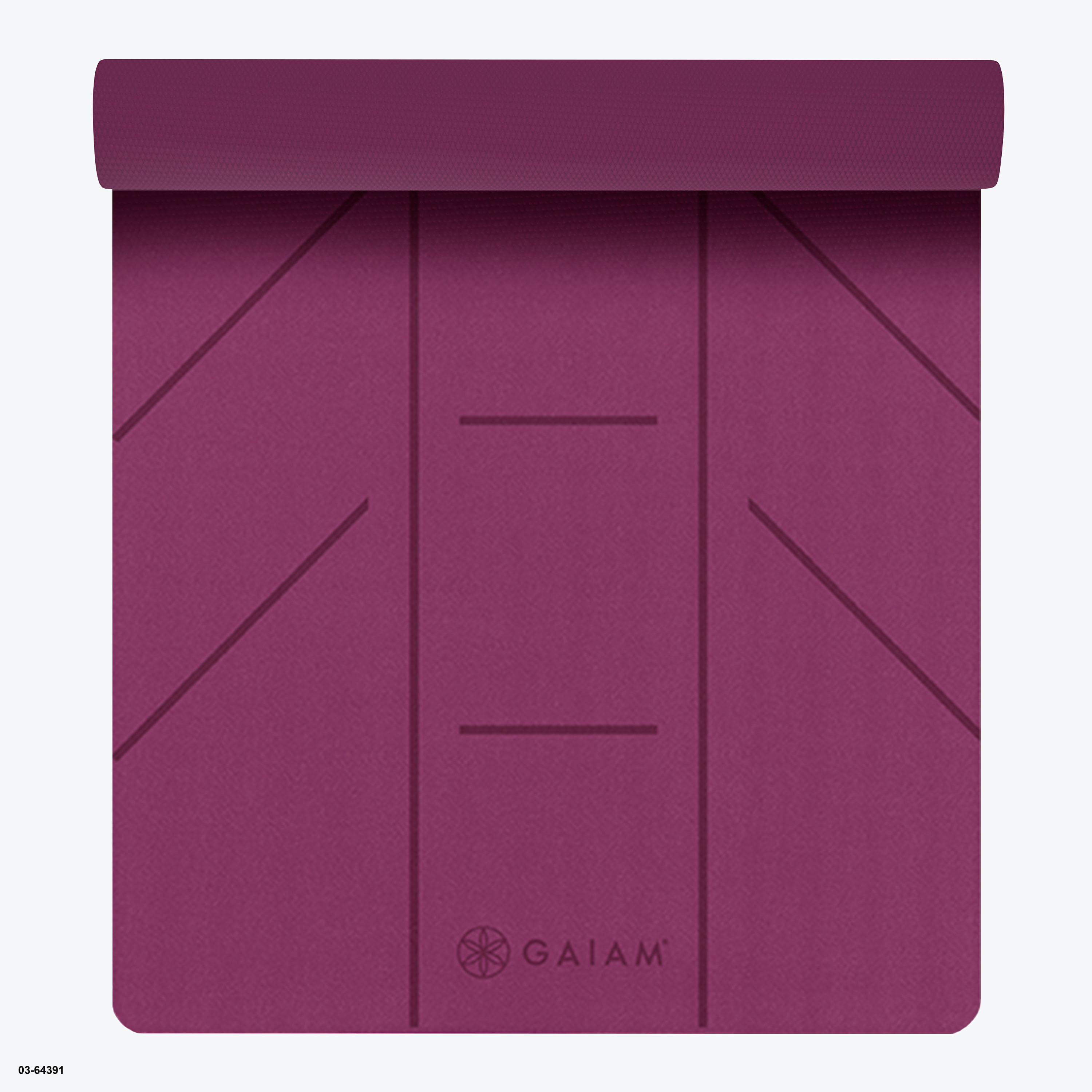 Gaiam Ultra-Sticky Alignment Yoga Mat, Fuchsia, 6mm Thickness, Made from PVC
