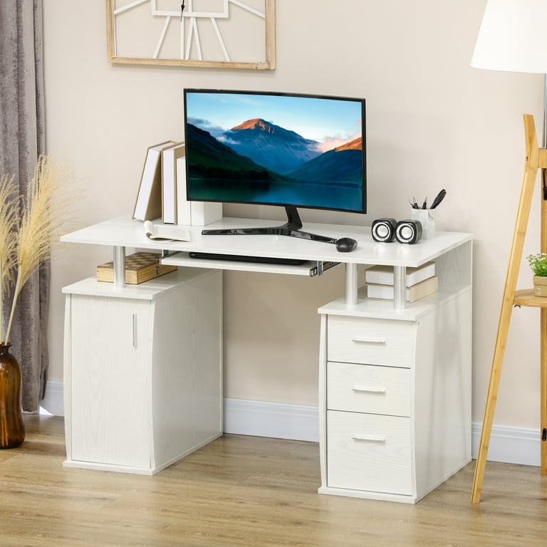 Computer Desk with Drawers and Storage Shelves, 47 inch Home