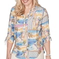 thumbnail image 4 of Alfred Dunner Womens Postcard Print Tie Sleeve Henley Top, 4 of 4
