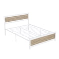 thumbnail image 3 of Bed Frame with Wood Headboard and Footboard, High Metal and Wood Platform Bed with Metal Slats, No Box Spring Needed, Easy to Assemble, 3 of 7