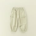 thumbnail image 2 of Kids Cargo Pants Relaxed Fit Baggy Pants Kids Stretch Elastic Waist Grey Cargo Pants with Pockets Girls Clothing Size 4-5 Years, 2 of 9