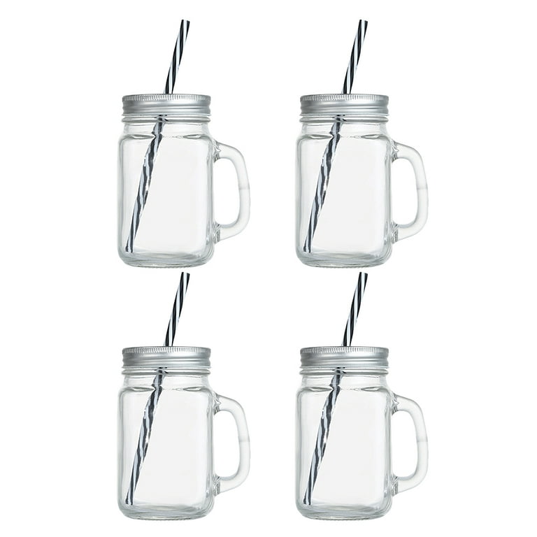 OUNONA Mason Jar Glass Straw Coffee Jars Cups Mugs Glasses Cup Drinking  Bottle Water Mug Juice Tumblers Straws Lids Mouth Milk 
