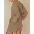 thumbnail image 2 of xiaxaixu Women’s Ribbed Knit Rompers Long Sleeve Solid Color Button Down Jumpsuit Shorts Loungewear, 2 of 8