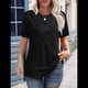thumbnail image 4 of Tops de Verano para Mujer 2025, Camisetas Informales de Negocios con Cuello Redondo Plisado y Corta Negro L, 4 of 8