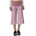 thumbnail image 3 of Inglocry Fold Over Capri Yoga Pants for Women Low Rise Wide Leg Flared Cropped Gaucho Capri Pants Summer Culottes Beach Bottoms Red S, 3 of 7