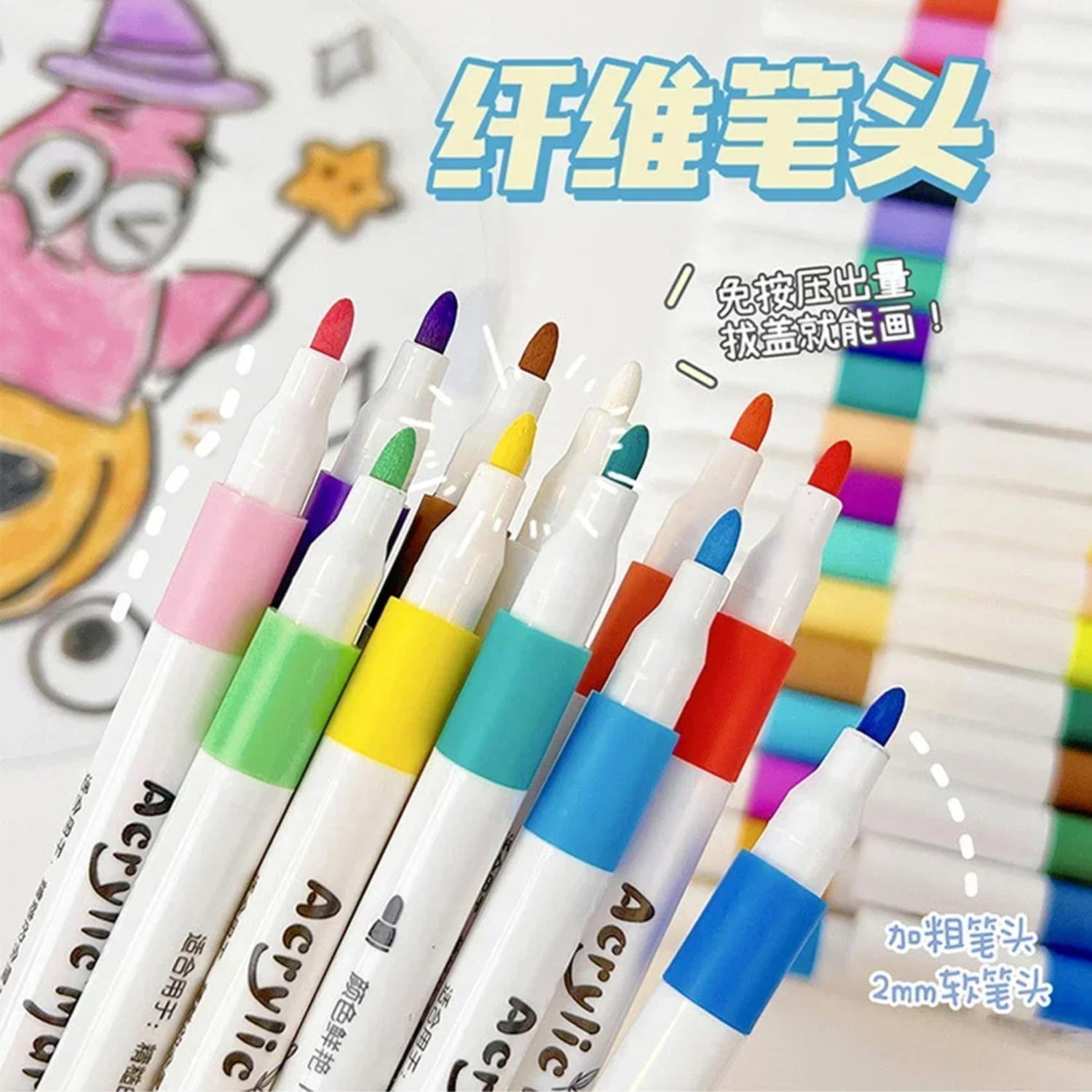 12-80 Colors Acrylic Markers Pen Set Paint Art Marker Soft Tip Pen for Adults Stone Paint Ceramic Glass Wood Fabric Painting