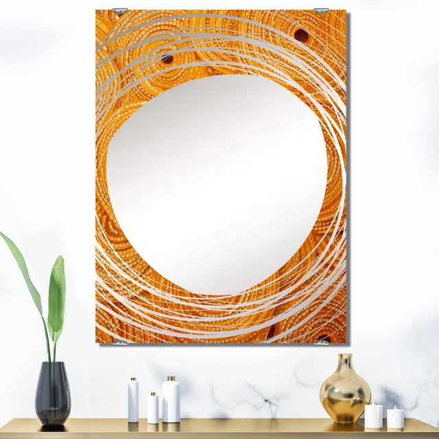 Designart "Golden Spiral Sunset Reverie I" Abstract Collages Oversized Wall Mirror - Modern Abstract Living Room Wall Mirror - Multiple Color Options