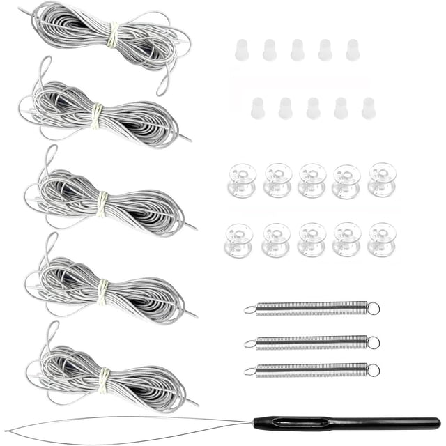 shiyou-RV Pleated Shade Repair Kit, Camper Van Window Shades Blind String Repair Replacement Kit for Trailer Pleated Shade, RV Blinds Maintenance Kit, Cords, Cord Retainers, Bushings, Springs (Gray)