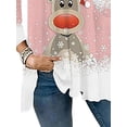 thumbnail image 4 of DYMADE Women Plus Size Christmas Elk Digital Print Loose V-Neck Zipper Long Sleeve Top T-shirt, 4 of 4