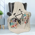 thumbnail image 4 of Hipster Soft Flannel Fleece Throw Blanket, Bicycle Vehicle with Wheels Full of Old Fashioned Hipster Urban Subculture, Cozy Plush for Indoor and Outdoor Use, 70" x 90", Multicolor, by Ambesonne, 4 of 5