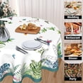 thumbnail image 2 of Summer Tropical Palm Leaf Round Tablecloth 60 Inch Spring Floral Butterfly Hummingbird Table Cloth Rustic Farmhouse Hawaiian Polyester Cover Decorative for Indoor Outdoor Kitchen Dining Party, 2 of 6