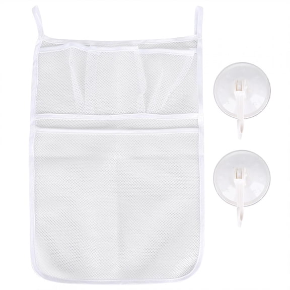 Wall-Mounted 4-Pocket Organizer for Space-Saving Essentials Mesh Bathroom Storage