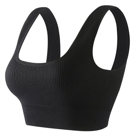 LLYWEY V Neck Sports Bra Front Closure Bras Women Ladies Push-Up Bra Style-441 Women's Plus Support Bra Feature Adult Female Everyday Sports Bras Black 38B