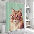 thumbnail image 5 of Sunglasses Cat Bathroom Shower Curtains with Hooks, Retro Funny Cat Green Background Waterproof Fabric Washable Shower Curtain for Home Hotel Bathtub Decor 72x72 Inch, 5 of 9