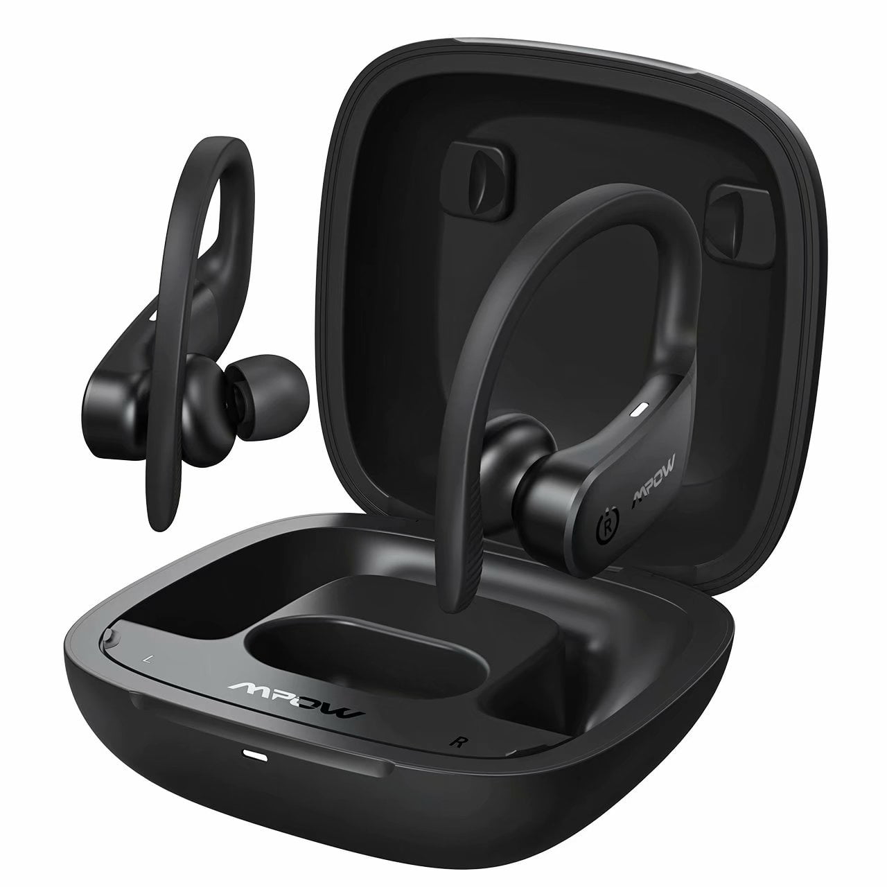 Mpow Wireless Flame Lite Ear Bluetooth Sport Earbuds, Bass+ IPX7 Waterproof BT5.0/Touch Mode/30H Playtime/USB-C Charging Case/Built-in Mics,Black -