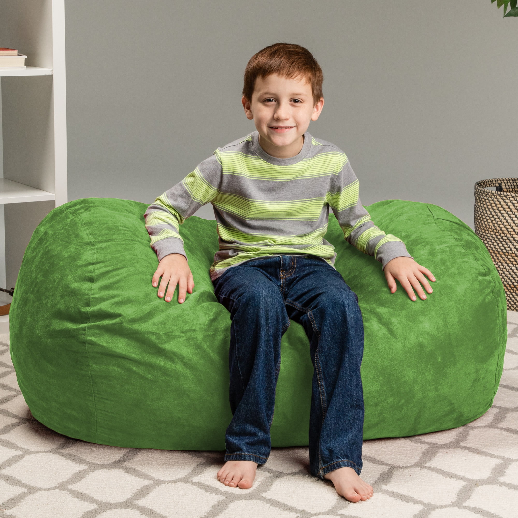 Chill Sack Bean Bag Chair, Memory Foam Lounger with Microsuede Cover, Kids, 2.5 ft, Lime