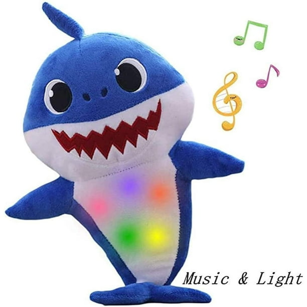 Peluche de tiburón bebé con música y luces nocturnas - Regalo infantil (azul)