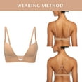 thumbnail image 3 of Exerin Women's Deep Plunge Bra Convertible Push Up Low Cut Seamless Wireless Bra(32C, Beige), 3 of 6