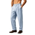 thumbnail image 2 of Hurxie Mens Pants Lightweight Casual Pants Straight-Legs Loose Fit Summer Beach Yoga Trousers with Pockets Light Blue,M, 2 of 5