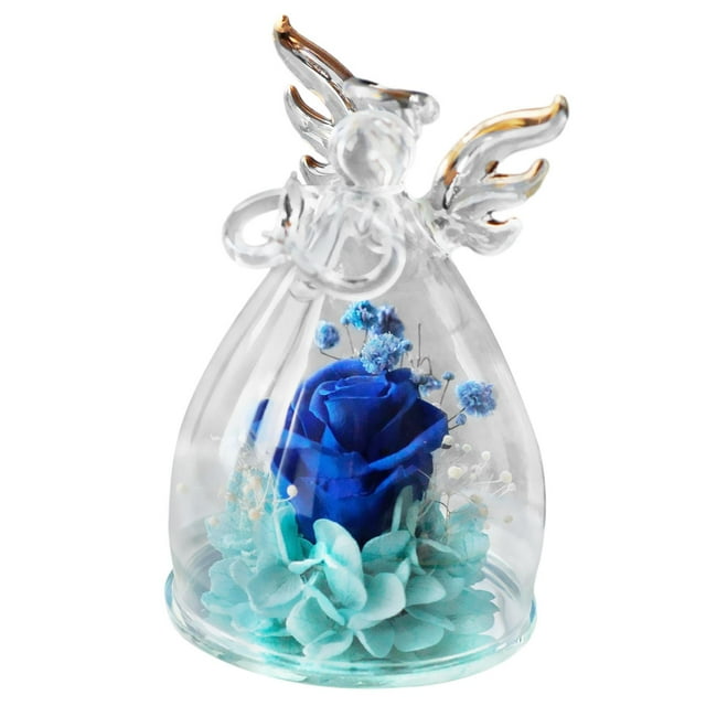 simhoa Fleurs Éternelles Élégantes en Couverture Cadeaux Rose Préservée Roses Éternelles pour Femme Maman Bleu