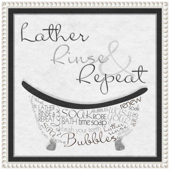 Amanti Art Bath Time I Framed Canvas Wall Art Print