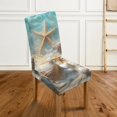 thumbnail image 3 of Xoenoiee Beach Starfish Seashell Print Waterproof Dining Room Chair Cover, Stretch Jacquard Parson Chair Slipcover Removable Washable Chair Protector for Home, Restaurant, Banquet, 1 Pack, 3 of 7