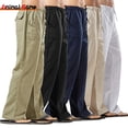 thumbnail image 2 of Pantalones anchos de lino de otoño para hombre, pantalones coreanos, ropa de calle de gran tamaño, pantalones de Yoga de primavera para hombre, ropa informal para hombre, pantalones de chándal Tan Jianjun unisex, 2 of 2