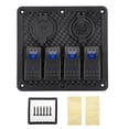 thumbnail image 3 of Rocker Switch Panel 4 Gang Rocker Switch Boat Switches Panel Boat Accessory 12V 24V 4 Gang Rocker Switch Panel IP65 Waterproof With Lighter Socket 2 USB For Car Boat, 3 of 8