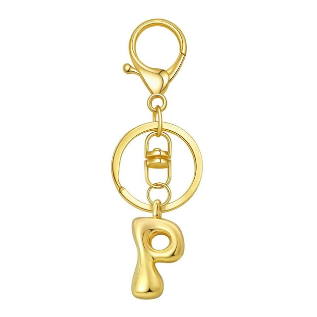 Hearth & Gear Custom Letter Keychain Key Ring For Initial Charm With Sturdy Metal Loop And Easy To Find Design For And Luggage