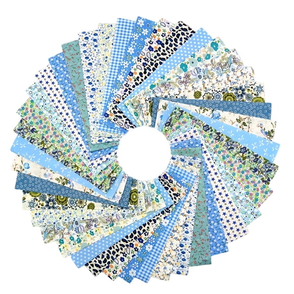 AUQ 80 Pcs Jelly Roll Fabric Strips for Quilting Fabric, Sewing Supplies and DIY Crafts-2.6 Inch Precut Cotton Fabric Bundles, Perfect for Quilt Projects, Floral Patchwork Blue